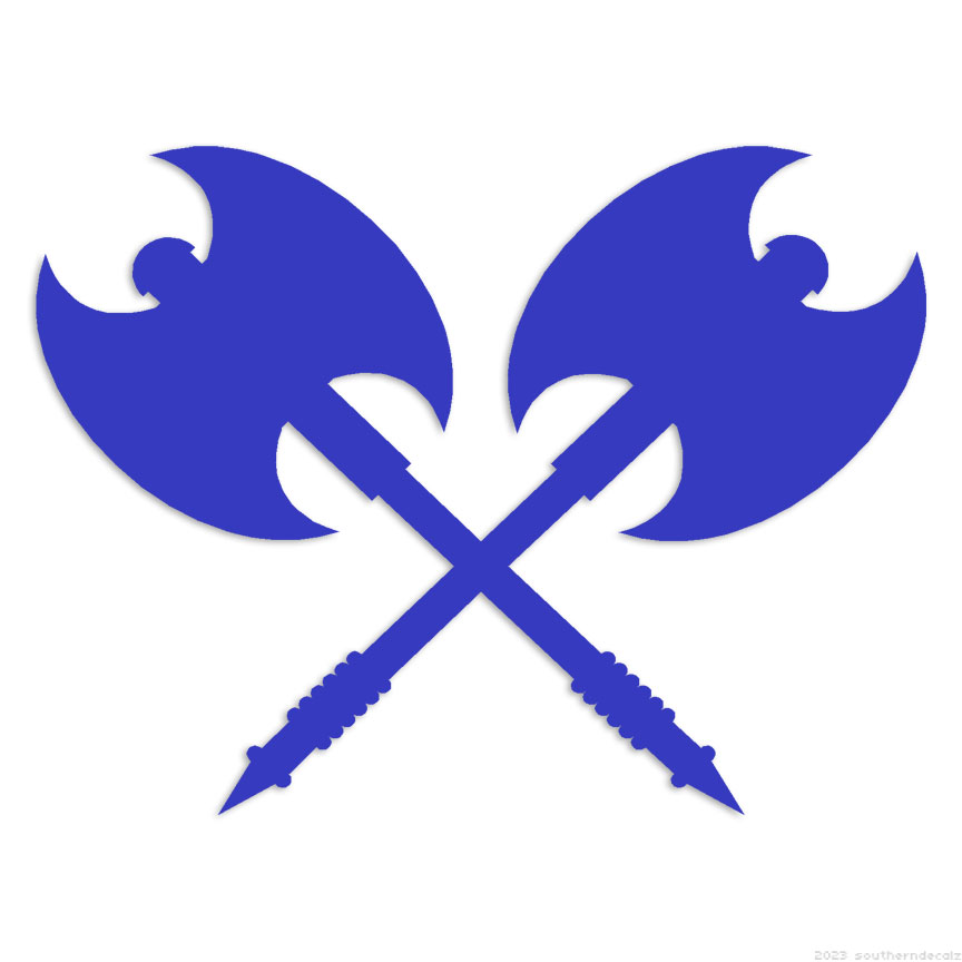 Double Crossed Axes - Decal Sticker - Multiple Colors & Sizes